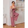 imageEkouaer Womens Pajamas 2 Piece Lounge Set Ribbed Knit Loungewear Sleeveless Tank Top Wide Leg PantsOld Rose