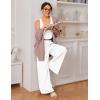 imageEkouaer Womens Pajamas 2 Piece Lounge Set Ribbed Knit Loungewear Sleeveless Tank Top Wide Leg PantsWhite