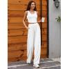imageEkouaer Womens Pajamas 2 Piece Lounge Set Ribbed Knit Loungewear Sleeveless Tank Top Wide Leg PantsWhite