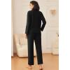imageEkouaer Womens Pajamas Fleece Pj Set Long Sleeve Sleepwear 2 Piece Soft Nightwear Button Down Loungewear SetsBlack