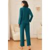 imageEkouaer Womens Pajamas Fleece Pj Set Long Sleeve Sleepwear 2 Piece Soft Nightwear Button Down Loungewear SetsBlue Green