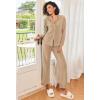 imageEkouaer Womens Pajamas Fleece Pj Set Long Sleeve Sleepwear 2 Piece Soft Nightwear Button Down Loungewear SetsKhaki