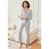 imageEkouaer Womens Pajamas Fleece Pj Set Long Sleeve Sleepwear 2 Piece Soft Nightwear Button Down Loungewear SetsLight Grey