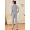 imageEkouaer Womens Pajamas Fleece Pj Set Long Sleeve Sleepwear 2 Piece Soft Nightwear Button Down Loungewear SetsLight Grey
