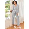 imageEkouaer Womens Pajamas Fleece Pj Set Long Sleeve Sleepwear 2 Piece Soft Nightwear Button Down Loungewear SetsLight Grey