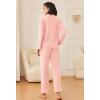 imageEkouaer Womens Pajamas Fleece Pj Set Long Sleeve Sleepwear 2 Piece Soft Nightwear Button Down Loungewear SetsLight Pink