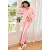 imageEkouaer Womens Pajamas Fleece Pj Set Long Sleeve Sleepwear 2 Piece Soft Nightwear Button Down Loungewear SetsLight Pink