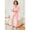 imageEkouaer Womens Pajamas Fleece Pj Set Long Sleeve Sleepwear 2 Piece Soft Nightwear Button Down Loungewear SetsLight Pink