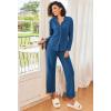 imageEkouaer Womens Pajamas Fleece Pj Set Long Sleeve Sleepwear 2 Piece Soft Nightwear Button Down Loungewear SetsNavy