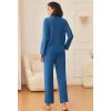 imageEkouaer Womens Pajamas Fleece Pj Set Long Sleeve Sleepwear 2 Piece Soft Nightwear Button Down Loungewear SetsNavy