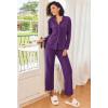 imageEkouaer Womens Pajamas Fleece Pj Set Long Sleeve Sleepwear 2 Piece Soft Nightwear Button Down Loungewear SetsPurple