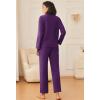 imageEkouaer Womens Pajamas Fleece Pj Set Long Sleeve Sleepwear 2 Piece Soft Nightwear Button Down Loungewear SetsPurple