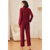 imageEkouaer Womens Pajamas Fleece Pj Set Long Sleeve Sleepwear 2 Piece Soft Nightwear Button Down Loungewear SetsWine Red