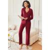 imageEkouaer Womens Pajamas Fleece Pj Set Long Sleeve Sleepwear 2 Piece Soft Nightwear Button Down Loungewear SetsWine Red