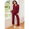 imageEkouaer Womens Pajamas Fleece Pj Set Long Sleeve Sleepwear 2 Piece Soft Nightwear Button Down Loungewear SetsWine Red
