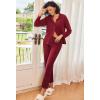 imageEkouaer Womens Pajamas Fleece Pj Set Long Sleeve Sleepwear 2 Piece Soft Nightwear Button Down Loungewear SetsWine Red