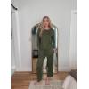 imageEkouaer Womens Pajamas Set 2 Piece Lounge Sets Long Sleeve Crewneck Top and Pants Soft Pjs with PocketsArmy Green