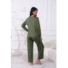 imageEkouaer Womens Pajamas Set 2 Piece Lounge Sets Long Sleeve Crewneck Top and Pants Soft Pjs with PocketsArmy Green