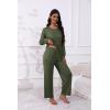 imageEkouaer Womens Pajamas Set 2 Piece Lounge Sets Long Sleeve Crewneck Top and Pants Soft Pjs with PocketsArmy Green