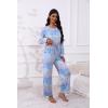 imageEkouaer Womens Pajamas Set 2 Piece Lounge Sets Long Sleeve Crewneck Top and Pants Soft Pjs with PocketsButterfly