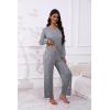 imageEkouaer Womens Pajamas Set 2 Piece Lounge Sets Long Sleeve Crewneck Top and Pants Soft Pjs with PocketsGray Stars