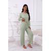 imageEkouaer Womens Pajamas Set 2 Piece Lounge Sets Long Sleeve Crewneck Top and Pants Soft Pjs with PocketsLight Green