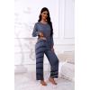 imageEkouaer Womens Pajamas Set 2 Piece Lounge Sets Long Sleeve Crewneck Top and Pants Soft Pjs with PocketsNavy Stripe