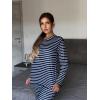 imageEkouaer Womens Pajamas Set 2 Piece Lounge Sets Long Sleeve Crewneck Top and Pants Soft Pjs with PocketsNavy Stripe