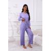 imageEkouaer Womens Pajamas Set 2 Piece Lounge Sets Long Sleeve Crewneck Top and Pants Soft Pjs with PocketsPurple Dots