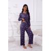 imageEkouaer Womens Pajamas Set 2 Piece Lounge Sets Long Sleeve Crewneck Top and Pants Soft Pjs with PocketsPurple Stars