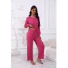 imageEkouaer Womens Pajamas Set 2 Piece Lounge Sets Long Sleeve Crewneck Top and Pants Soft Pjs with PocketsRed Rose