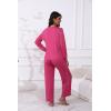 imageEkouaer Womens Pajamas Set 2 Piece Lounge Sets Long Sleeve Crewneck Top and Pants Soft Pjs with PocketsRed Rose