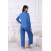 imageEkouaer Womens Pajamas Set 2 Piece Lounge Sets Long Sleeve Crewneck Top and Pants Soft Pjs with PocketsSnorkel Blue
