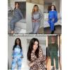 imageEkouaer Womens Pajamas Set 2 Piece Lounge Sets Long Sleeve Crewneck Top and Pants Soft Pjs with PocketsSnorkel Blue