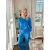 imageEkouaer Womens Pajamas Set 2 Piece Lounge Sets Long Sleeve Crewneck Top and Pants Soft Pjs with PocketsSnorkel Blue