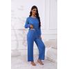 imageEkouaer Womens Pajamas Set 2 Piece Lounge Sets Long Sleeve Crewneck Top and Pants Soft Pjs with PocketsSnorkel Blue