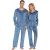 imageEkouaer Couples Matching Pajamas Sets Velvet PJs Set for Men and Women Velour Long Sleeve Sleepwear SXXLBlue
