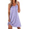 imageEkouaer Nightgowns for Women Sleeveless Sleep Shirt Tank Night Gown V Neck Chemise Pleated Night Shirt Soft Sleep DressFloral Purple