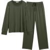 imageEkouaer Womens Pajamas Set 2 Piece Lounge Sets Long Sleeve Crewneck Top and Pants Soft Pjs with PocketsArmy Green