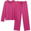 imageEkouaer Womens Pajamas Set 2 Piece Lounge Sets Long Sleeve Crewneck Top and Pants Soft Pjs with PocketsRed Rose