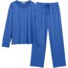 imageEkouaer Womens Pajamas Set 2 Piece Lounge Sets Long Sleeve Crewneck Top and Pants Soft Pjs with PocketsSnorkel Blue