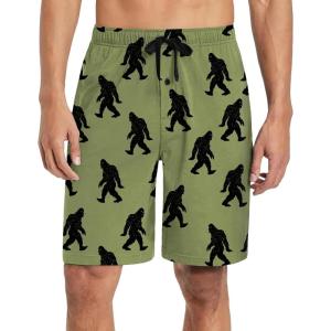 imageEkouaer Mens Pajama Shorts Soft Sleepwear Bottoms Elastic Waistband LoungewearArmy Green Bigfoot