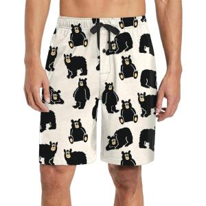 imageEkouaer Mens Pajama Shorts Soft Sleepwear Bottoms Elastic Waistband LoungewearBeige Bear