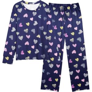 imageEkouaer Womens Pajamas Set 2 Piece Lounge Sets Long Sleeve Crewneck Top and Pants Soft Pjs with PocketsColorful Heart