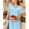 imageEkouaer Nightgown for Women Cotton Long Night Gown Short Sleeve Nightdress with Pockets Button Sleepshirt Soft SleepwearCyan