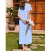 imageEkouaer Nightgown for Women Cotton Long Night Gown Short Sleeve Nightdress with Pockets Button Sleepshirt Soft SleepwearLight Blue