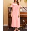 imageEkouaer Nightgown for Women Cotton Long Night Gown Short Sleeve Nightdress with Pockets Button Sleepshirt Soft SleepwearLight Pink