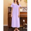imageEkouaer Nightgown for Women Cotton Long Night Gown Short Sleeve Nightdress with Pockets Button Sleepshirt Soft SleepwearLight Purple