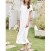 imageEkouaer Nightgown for Women Cotton Long Night Gown Short Sleeve Nightdress with Pockets Button Sleepshirt Soft SleepwearWhite
