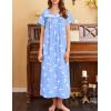 imageEkouaer Nightgown for Women Cotton Long Night Gown Short Sleeve Nightdress with Pockets Button Sleepshirt Soft SleepwearWhite Bird
